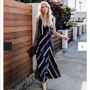 NWOT Vici Stripe Maxi Wrap dress